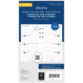 Kalendár 2026 Filofax osobný A5 týždeň /2 strany /ČJ+SJ /linajkový Kalendár 2026 Filofax osobný A5 týždeň /2 strany /ČJ+SJ /linajkový