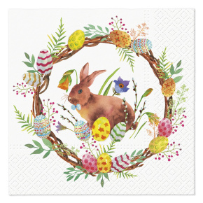 Obrúsky TaT 33x33cm Bunny in a wreath