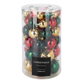 Vianočné gule - PP Disco mix farieb 40 až 80 mm, set 64 ks